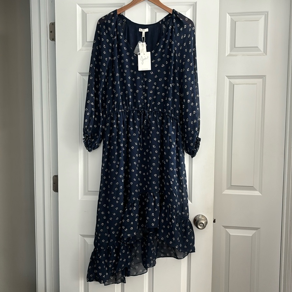 NWT Joie Alithea Dress Floral Navy Size Large (New With Tags) - Picture 3 of 16